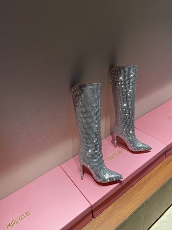 Holly Embellished Knee-high Boots In Aurora Crystal