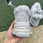Balenciaga Triple S Fur Sneakers In White Canvas Athletic 668562-W3CQ5-1210 - 4
