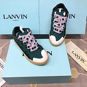 Lanvin Curb suede trim sneakers navy - 4