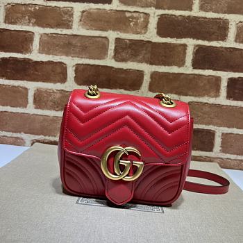 Gucci GG Marmont mini shoulder bag red leather ‎739682-AABZC-9022 18x15x8cm