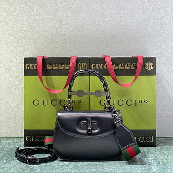 Gucci Bamboo 1947 jumbo GG small bag Black leather 675797-UKMDT-9198  21x15x7cm