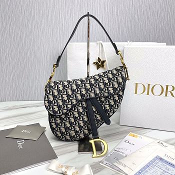 Dior SADDLE BAG WITH STRAP Blue Dior Oblique Jacquard M0455CTZQ_M928 25.5x20x6.5cm