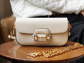 Gucci Horsebit 1955 small shoulder bag White leather ‎735178-1DB0G-9022  24x13x5.5cm