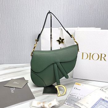  Dior SADDLE BAG WITH STRAPDark Mint  Grained Calfskin M0455 25.5x20x6.5cm